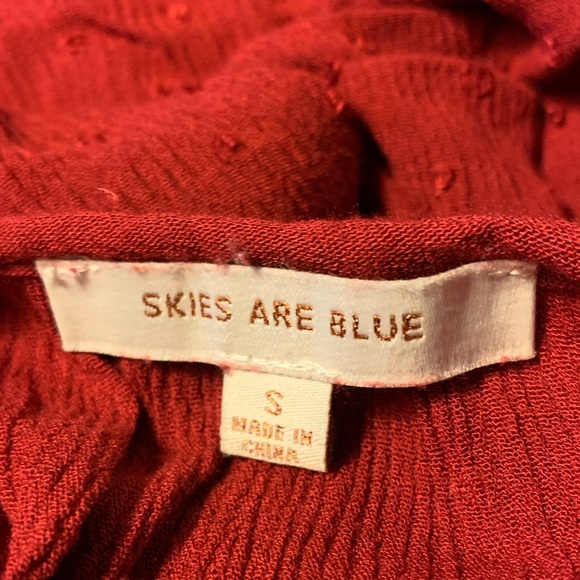 Anthropologie Skies Are Blue Red Floral Peasant Top - Picture 11 of 13